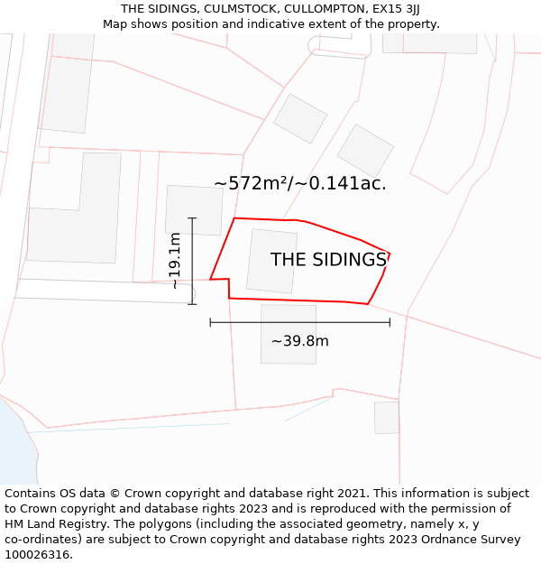 THE SIDINGS, CULMSTOCK, CULLOMPTON, EX15 3JJ: Plot and title map