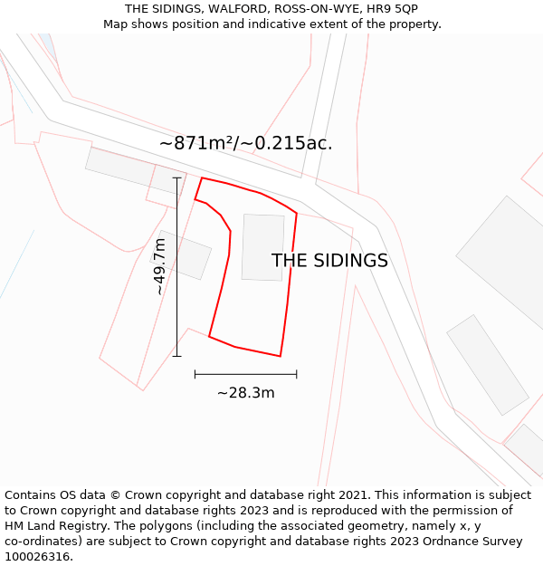THE SIDINGS, WALFORD, ROSS-ON-WYE, HR9 5QP: Plot and title map
