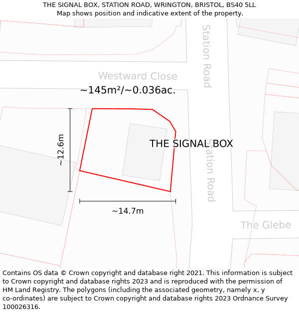 THE SIGNAL BOX, STATION ROAD, WRINGTON, BRISTOL, BS40 5LL: Plot and title map