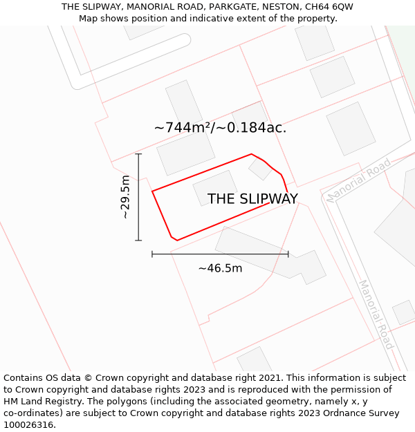 THE SLIPWAY, MANORIAL ROAD, PARKGATE, NESTON, CH64 6QW: Plot and title map