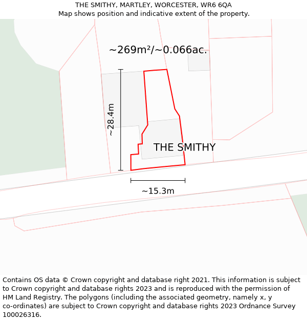 THE SMITHY, MARTLEY, WORCESTER, WR6 6QA: Plot and title map