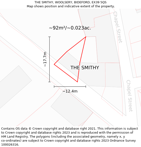 THE SMITHY, WOOLSERY, BIDEFORD, EX39 5QS: Plot and title map