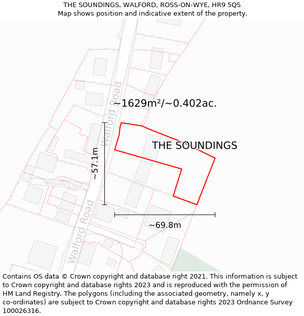 THE SOUNDINGS, WALFORD, ROSS-ON-WYE, HR9 5QS: Plot and title map