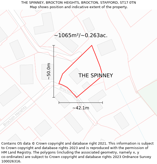 THE SPINNEY, BROCTON HEIGHTS, BROCTON, STAFFORD, ST17 0TN: Plot and title map