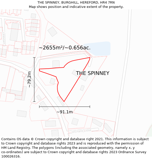 THE SPINNEY, BURGHILL, HEREFORD, HR4 7RN: Plot and title map