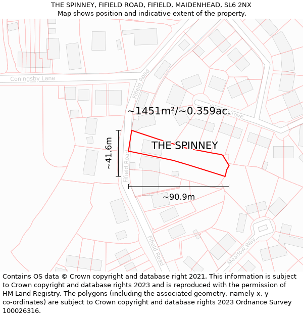 THE SPINNEY, FIFIELD ROAD, FIFIELD, MAIDENHEAD, SL6 2NX: Plot and title map