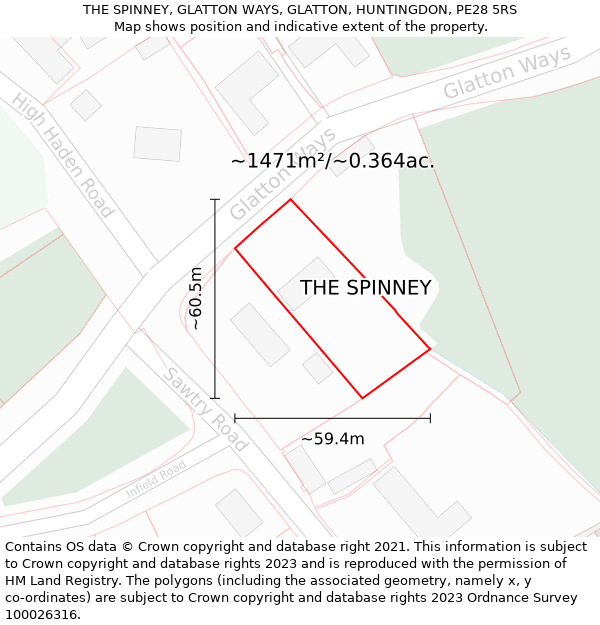 THE SPINNEY, GLATTON WAYS, GLATTON, HUNTINGDON, PE28 5RS: Plot and title map