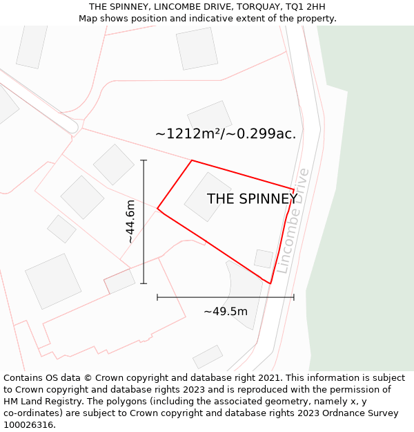 THE SPINNEY, LINCOMBE DRIVE, TORQUAY, TQ1 2HH: Plot and title map