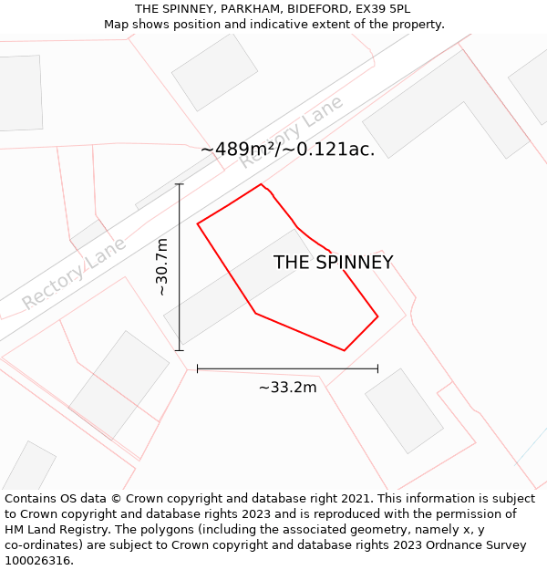 THE SPINNEY, PARKHAM, BIDEFORD, EX39 5PL: Plot and title map