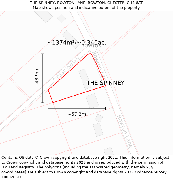 THE SPINNEY, ROWTON LANE, ROWTON, CHESTER, CH3 6AT: Plot and title map