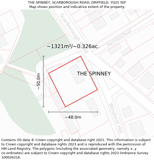THE SPINNEY, SCARBOROUGH ROAD, DRIFFIELD, YO25 5EF: Plot and title map