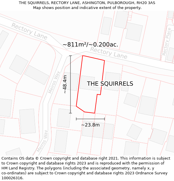 THE SQUIRRELS, RECTORY LANE, ASHINGTON, PULBOROUGH, RH20 3AS: Plot and title map