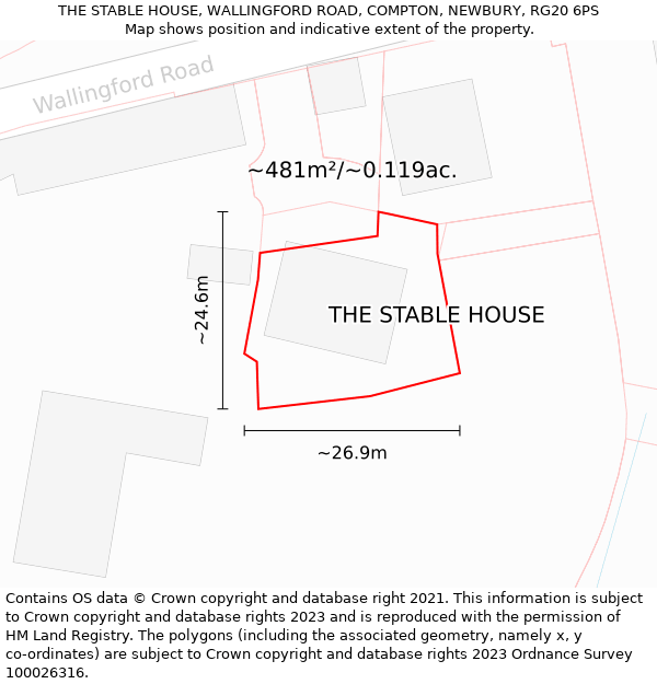 THE STABLE HOUSE, WALLINGFORD ROAD, COMPTON, NEWBURY, RG20 6PS: Plot and title map