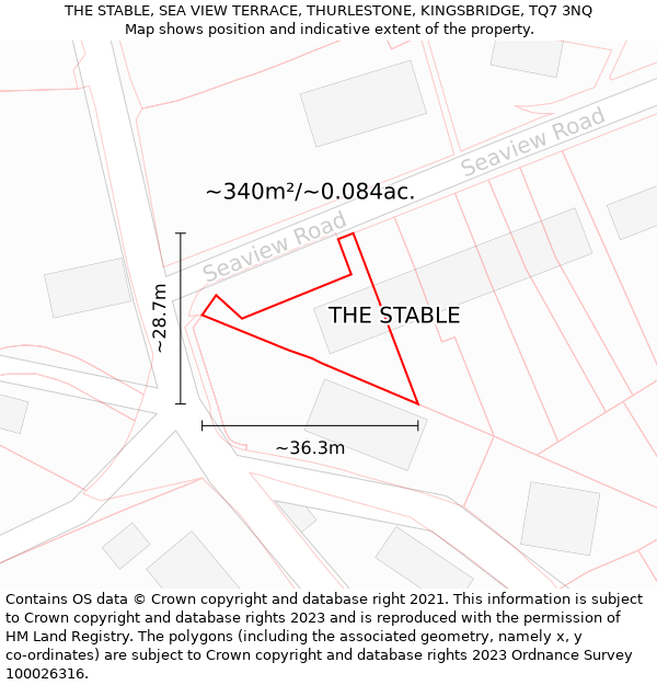 THE STABLE, SEA VIEW TERRACE, THURLESTONE, KINGSBRIDGE, TQ7 3NQ: Plot and title map