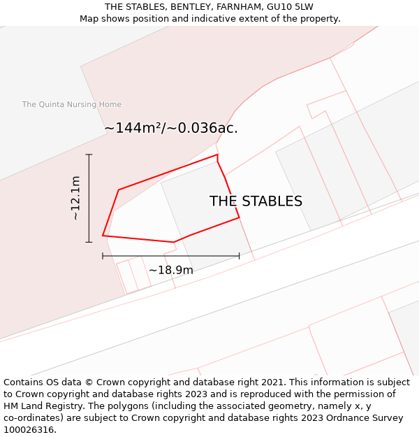 THE STABLES, BENTLEY, FARNHAM, GU10 5LW: Plot and title map