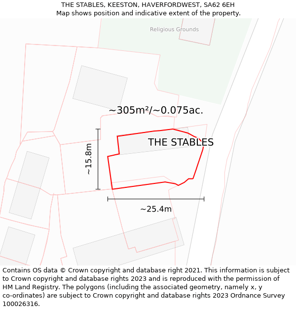 THE STABLES, KEESTON, HAVERFORDWEST, SA62 6EH: Plot and title map