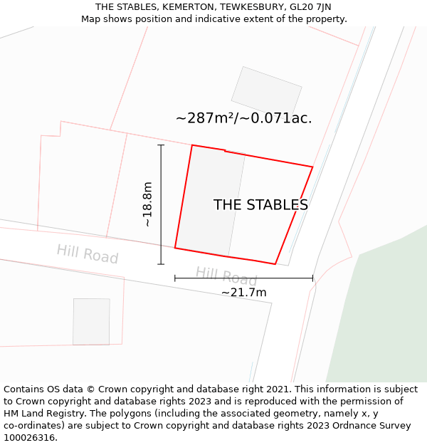 THE STABLES, KEMERTON, TEWKESBURY, GL20 7JN: Plot and title map