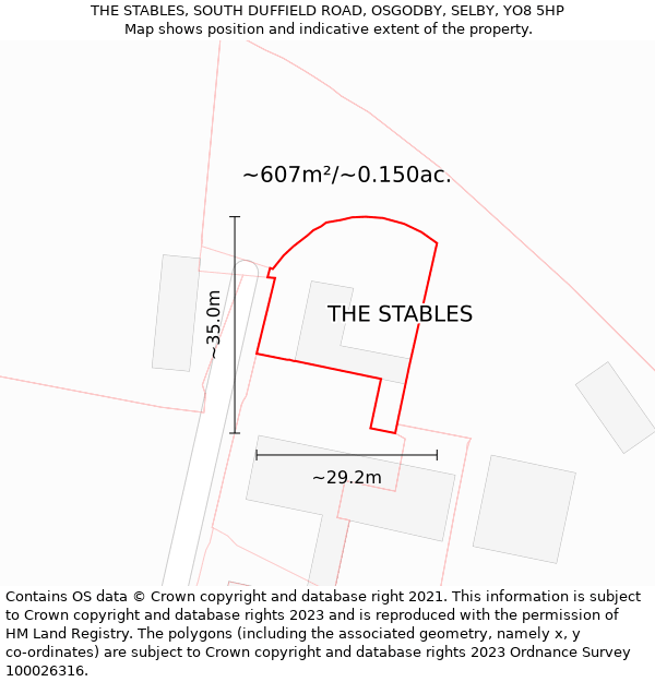 THE STABLES, SOUTH DUFFIELD ROAD, OSGODBY, SELBY, YO8 5HP: Plot and title map