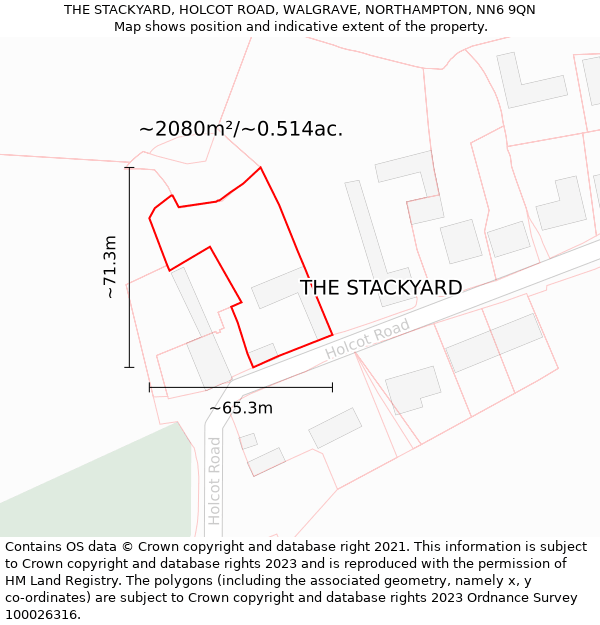 THE STACKYARD, HOLCOT ROAD, WALGRAVE, NORTHAMPTON, NN6 9QN: Plot and title map