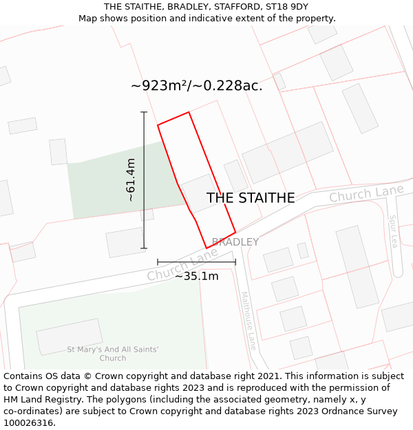 THE STAITHE, BRADLEY, STAFFORD, ST18 9DY: Plot and title map