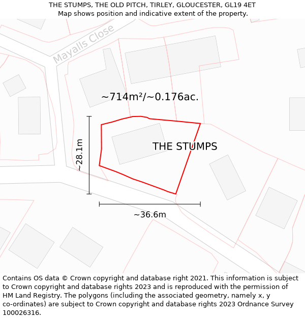 THE STUMPS, THE OLD PITCH, TIRLEY, GLOUCESTER, GL19 4ET: Plot and title map