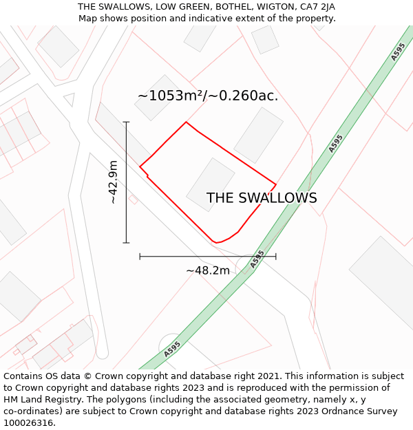 THE SWALLOWS, LOW GREEN, BOTHEL, WIGTON, CA7 2JA: Plot and title map