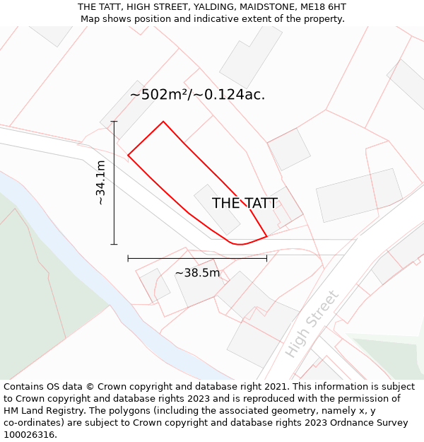 THE TATT, HIGH STREET, YALDING, MAIDSTONE, ME18 6HT: Plot and title map