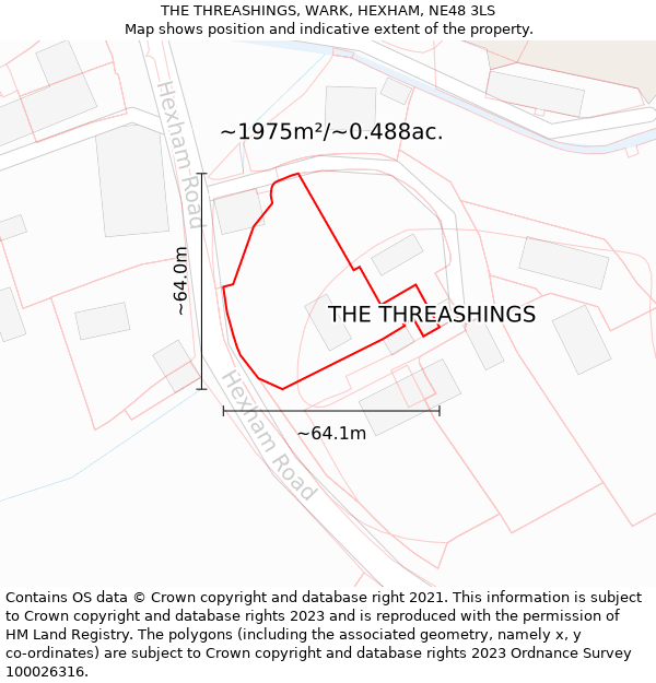 THE THREASHINGS, WARK, HEXHAM, NE48 3LS: Plot and title map