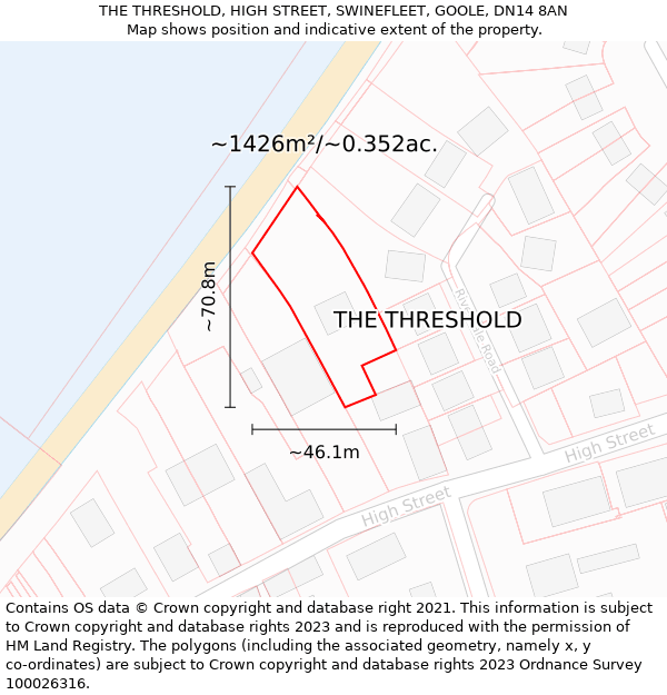THE THRESHOLD, HIGH STREET, SWINEFLEET, GOOLE, DN14 8AN: Plot and title map