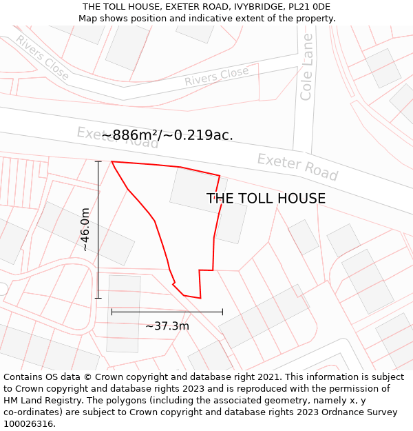 THE TOLL HOUSE, EXETER ROAD, IVYBRIDGE, PL21 0DE: Plot and title map