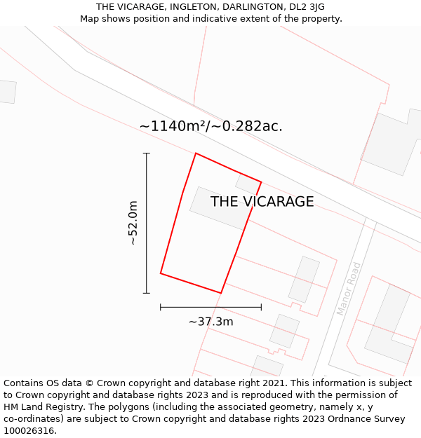 THE VICARAGE, INGLETON, DARLINGTON, DL2 3JG: Plot and title map