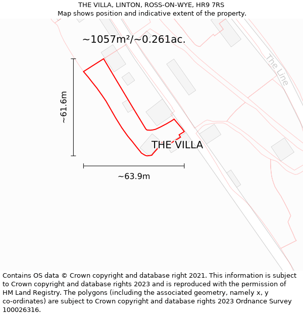 THE VILLA, LINTON, ROSS-ON-WYE, HR9 7RS: Plot and title map