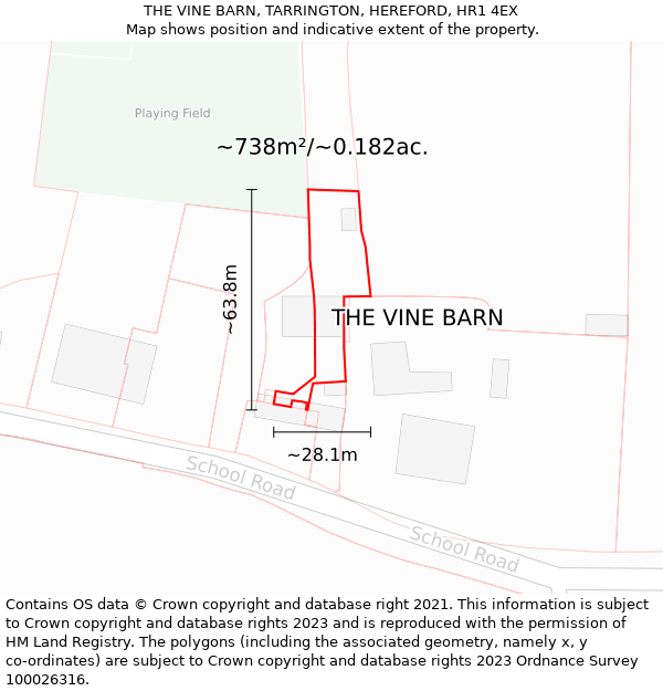 THE VINE BARN, TARRINGTON, HEREFORD, HR1 4EX: Plot and title map