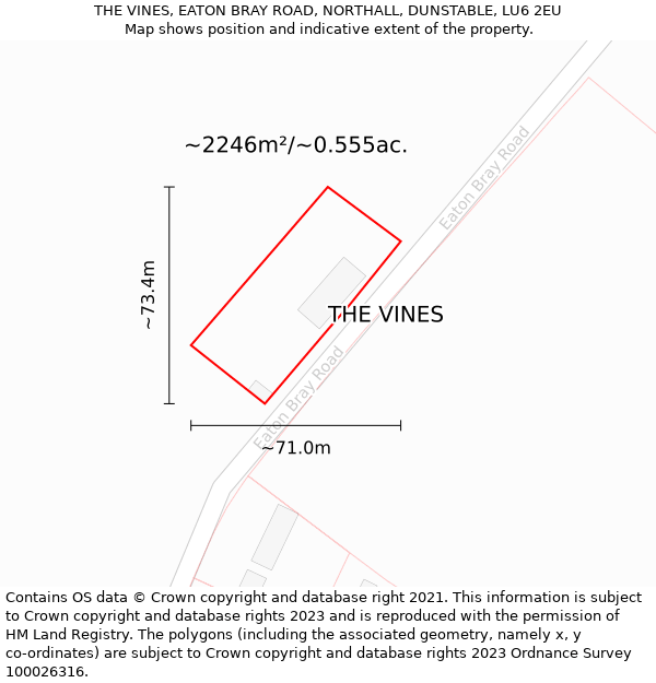 THE VINES, EATON BRAY ROAD, NORTHALL, DUNSTABLE, LU6 2EU: Plot and title map