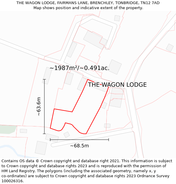 THE WAGON LODGE, FAIRMANS LANE, BRENCHLEY, TONBRIDGE, TN12 7AD: Plot and title map
