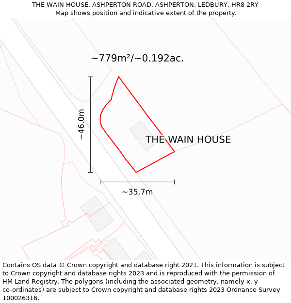 THE WAIN HOUSE, ASHPERTON ROAD, ASHPERTON, LEDBURY, HR8 2RY: Plot and title map