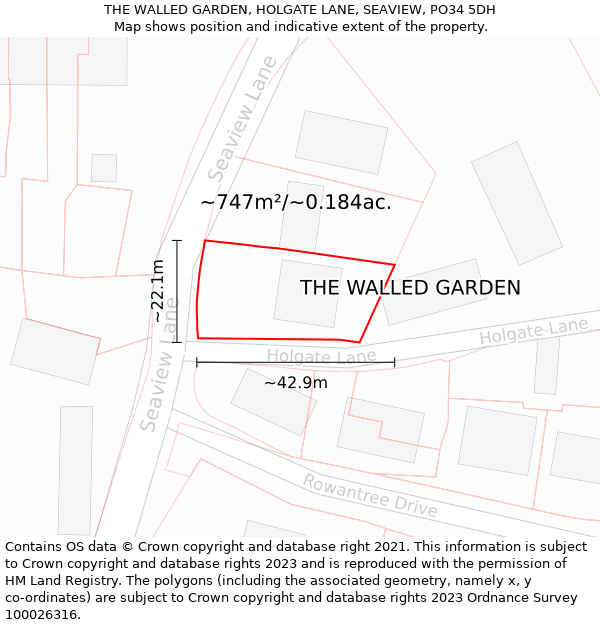 THE WALLED GARDEN, HOLGATE LANE, SEAVIEW, PO34 5DH: Plot and title map
