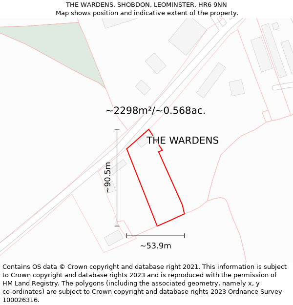 THE WARDENS, SHOBDON, LEOMINSTER, HR6 9NN: Plot and title map