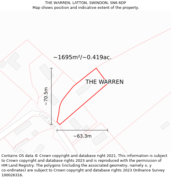 THE WARREN, LATTON, SWINDON, SN6 6DP: Plot and title map