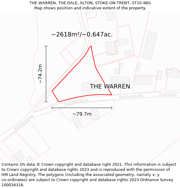 THE WARREN, THE DALE, ALTON, STOKE-ON-TRENT, ST10 4BG: Plot and title map