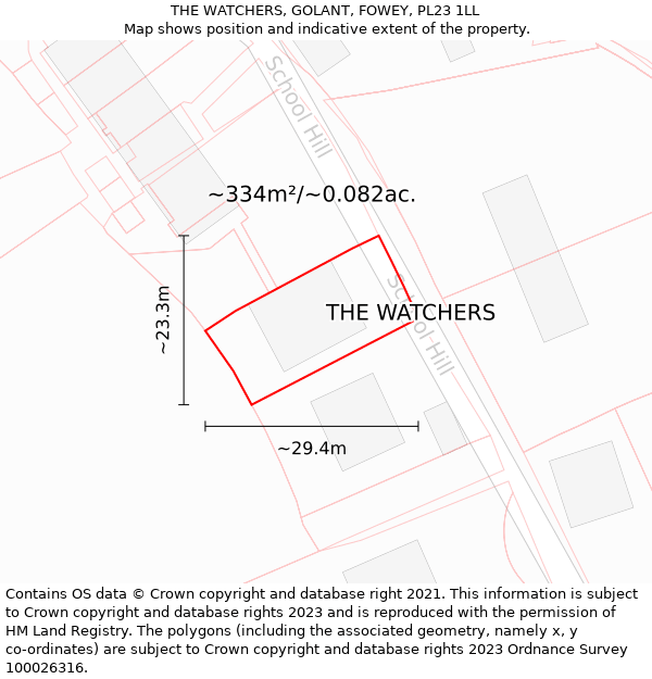 THE WATCHERS, GOLANT, FOWEY, PL23 1LL: Plot and title map