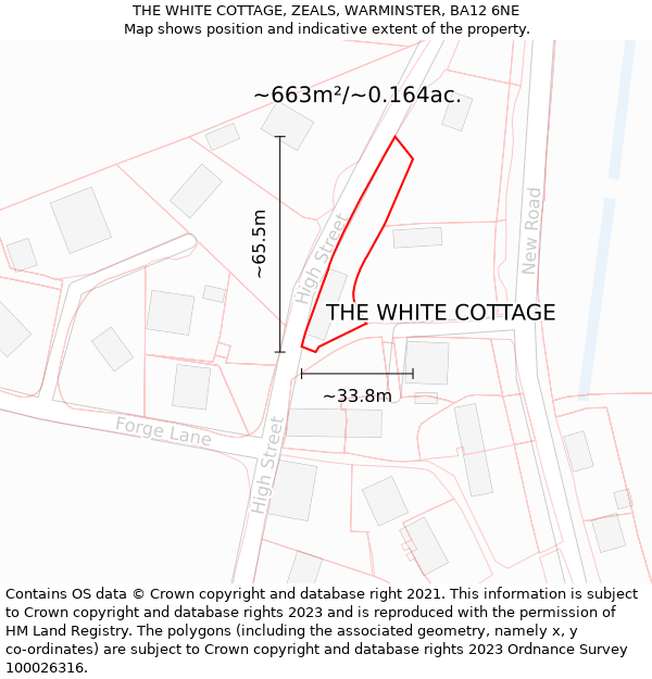 THE WHITE COTTAGE, ZEALS, WARMINSTER, BA12 6NE: Plot and title map