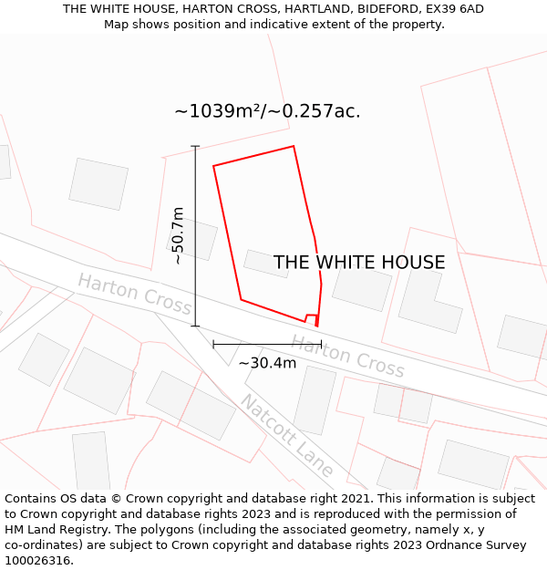 THE WHITE HOUSE, HARTON CROSS, HARTLAND, BIDEFORD, EX39 6AD: Plot and title map