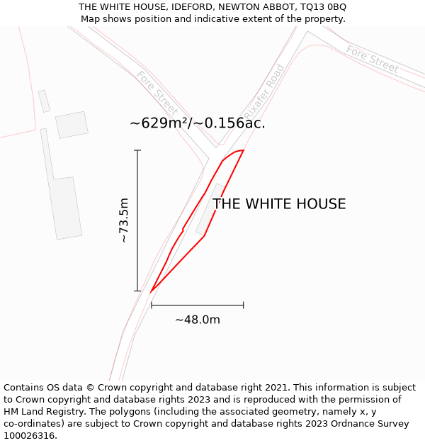 THE WHITE HOUSE, IDEFORD, NEWTON ABBOT, TQ13 0BQ: Plot and title map
