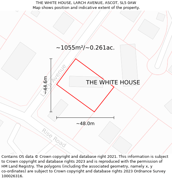 THE WHITE HOUSE, LARCH AVENUE, ASCOT, SL5 0AW: Plot and title map