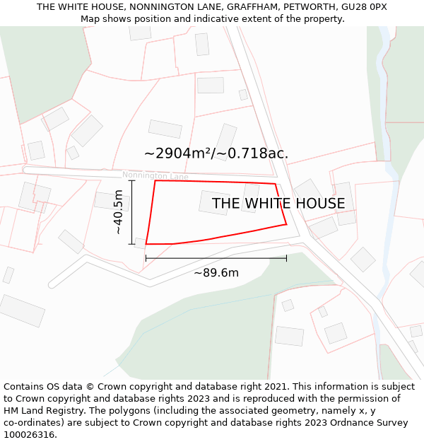 THE WHITE HOUSE, NONNINGTON LANE, GRAFFHAM, PETWORTH, GU28 0PX: Plot and title map
