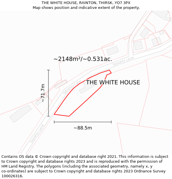 THE WHITE HOUSE, RAINTON, THIRSK, YO7 3PX: Plot and title map