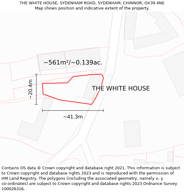 THE WHITE HOUSE, SYDENHAM ROAD, SYDENHAM, CHINNOR, OX39 4NE: Plot and title map
