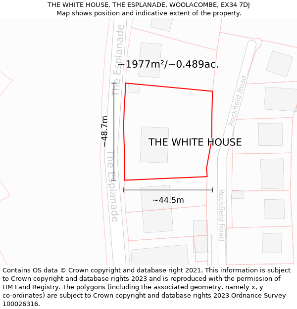 THE WHITE HOUSE, THE ESPLANADE, WOOLACOMBE, EX34 7DJ: Plot and title map