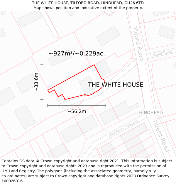 THE WHITE HOUSE, TILFORD ROAD, HINDHEAD, GU26 6TD: Plot and title map